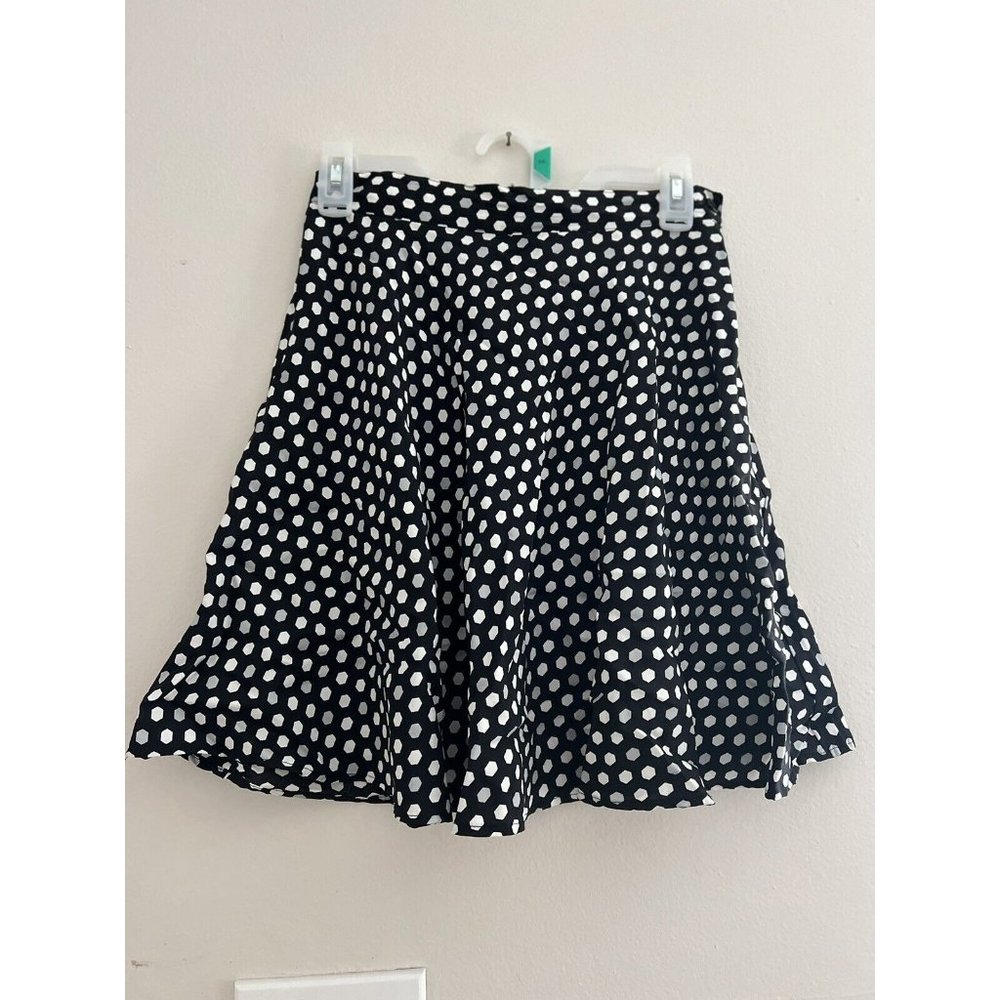 Basic Edition Flare Black White Polka Dot Skirt Size S